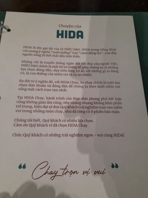 Notice at HIDA Chay in Ho Chi Minh City