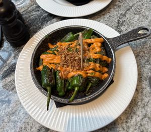Padron peppers (vegan & GF)  at The Folio Bar & Kitchen  in Cambridge