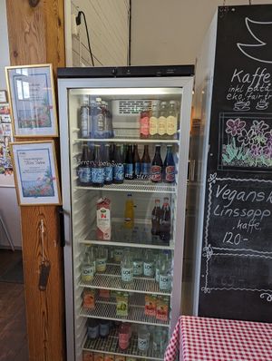 cold drinks at Cafe Skolhuset in Katthammarsvik