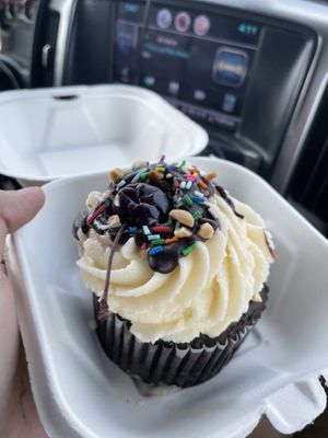 Chocolate banana sundae cupcake  at The Loaded Bowl in Oklahoma City