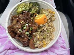 i got the orange “chicken” bowl!  at The Loaded Bowl in Oklahoma City