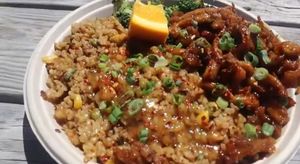 Orange Chicken Bowl at The Loaded Bowl in Oklahoma City