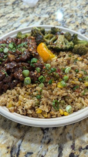 Orange chicken at The Loaded Bowl in Oklahoma City