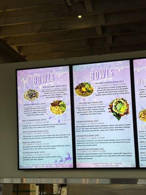 Front of menu board inside restaurant   at The Loaded Bowl in Oklahoma City