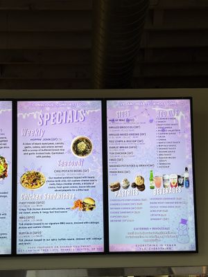 Middle and end of menu board inside restaurant   at The Loaded Bowl in Oklahoma City