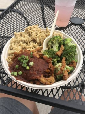 Mac and cheeze with bbq chickun.  at The Loaded Bowl in Oklahoma City