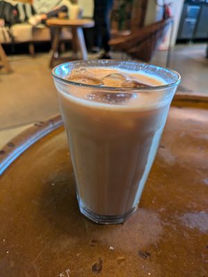 Iced coco latte at Honest Greens in Porto