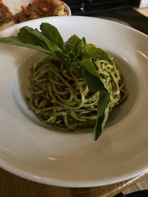 pesto vegano with linguini  at Il Posto in San Diego
