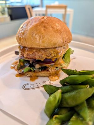 Zoey's burger at Zoey's vegan by CANES in Bangkok