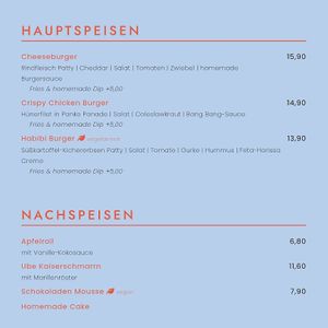 mains dishes and desserts at WOMO in Tulln