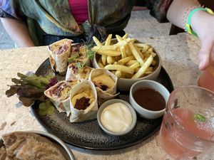 Veggie shawarma with friesd  at WOMO in Tulln