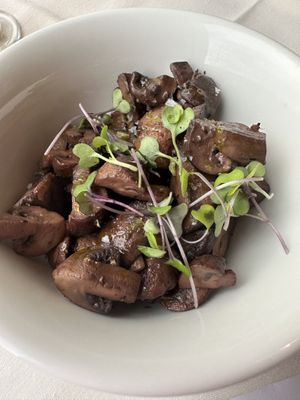 Burgundy mushrooms side dish we ordered as an appetizer.   at The Mural Room @ Grand Teton Lodge Company in Moran