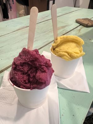 Dragon fruit banana and mango   at Damonte Il Gelato in Kuta