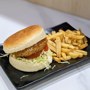 Vegan Crispy Okara Sea Burger W Mayo
 at Greendot 绿一点 - Tampines in Central Singapore
