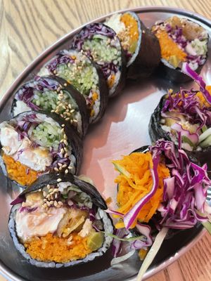 13$ for a packed vegan gimbap   at Sinjeon in Sydney