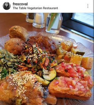 their famous patty, my favorite seaweed salad, tofu balls and more! at The Table in Ottawa