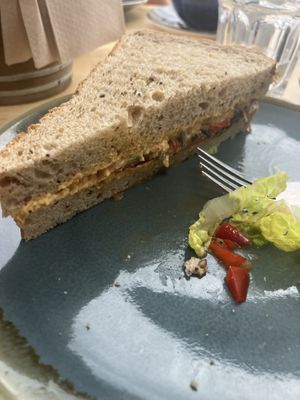 Curried hummus and red pepper sandwich   at Cocoa Skye in Brora