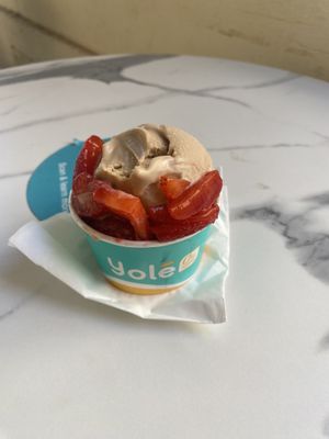 Peanutbutter ice cream with strawberries  at Yole in Valletta