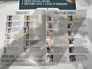 Menu  at BARE Blends in Tampa