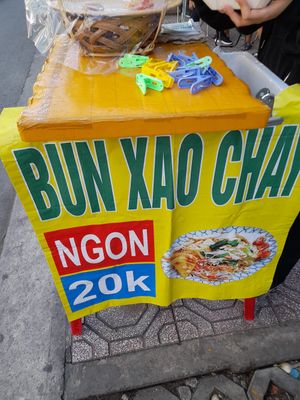 Sign at Bun Xao Chay Ngon - Q4 in Ho Chi Minh City