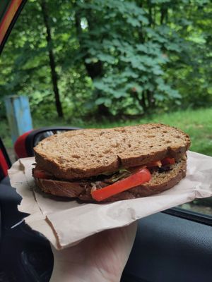 Houmous and red pepper at AM Coffee Co  in Livingston