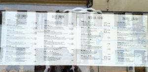 Menu at Fairouz in Venice