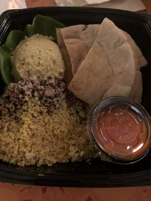 Vegan Couscous, Hummus, & Pita at Grab-&-Go Fridge (always check to ensure the pita is vegan!) at Walt Disney World - Sunshine Seasons in Lake Buena Vista