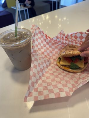 Cold brew with oat milk & plant based breakfast sandwich  at Aloft Hotels in Reno