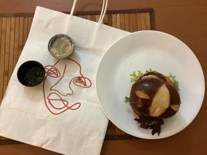 Summer house burger (plated at home) at Aunts et Uncles: Summer House in Brooklyn