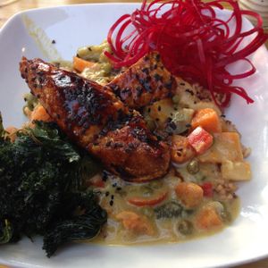 curry veggies and tempeh at Lola Rosa - Milton in Montreal