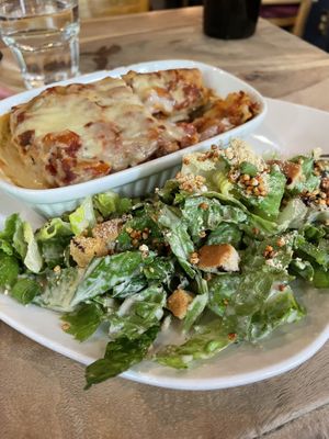 Lasagna and Caesar salad   at Lola Rosa - Milton in Montreal