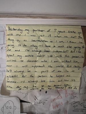 Cute note you can find anywhere in table drawer   at Lola Rosa - Milton in Montreal