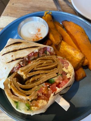 Gyro with Sweet Potato Wedges  at Lola Rosa - Milton in Montreal