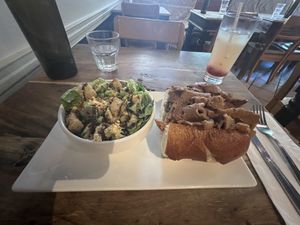 Lola’s cheesesteak and side Caesar salad  at Lola Rosa - Milton in Montreal