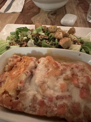 Lasagna very bland. Salad was good    at Lola Rosa - Milton in Montreal