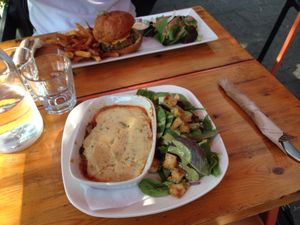 Lasagne vegan & burger at Lola Rosa - Milton in Montreal