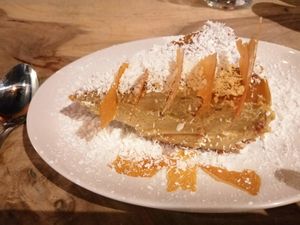 Mango vegan-cheesecake at Lola Rosa - Milton in Montreal