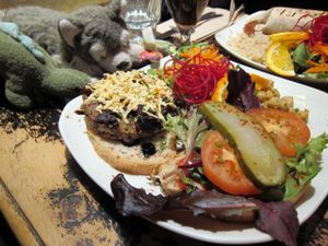 Hempburger at Lola Rosa, made vegan with vegan cheese. at Lola Rosa - Milton in Montreal