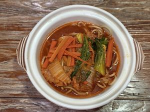 Spicy korean noodles  at Mai3 Cafegan Vegetarian Cafe in Kuta
