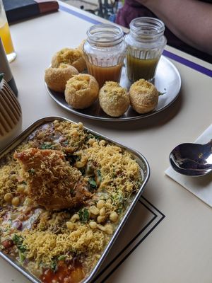 Pani Puri and samosa chat at Saurav Ki Rasoi in Folkestone