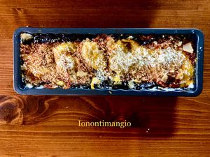 Eggplant with Parmesan ( all home produced) “ melanzane alla parmigiana  at Home Restaurant Ionontimangio in Sassari