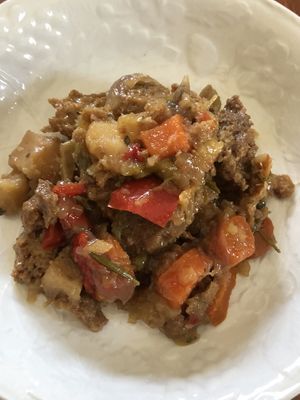 “ spezzatino “ vegan  at Home Restaurant Ionontimangio in Sassari