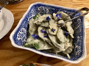 Sages and borage  leaves fried   at Home Restaurant Ionontimangio in Sassari