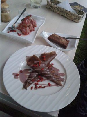 Banana strawberry ice-cream, raw snickers and crepes with cashew cream. This is what me and my cousin enjoyed recently. at Raw Inn in Marijampole