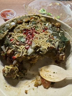 Tikki chana chaat  at Indian Burgers Joint in Vancouver