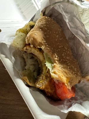 Tofu burger  at Indian Burgers Joint in Vancouver