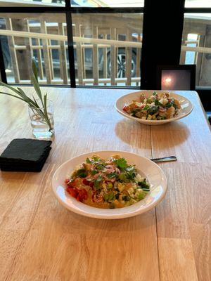 Vegan veg bowl with peanut style sauce (no peanuts and GF) at Yukon Spa & Cafe in Dawson City