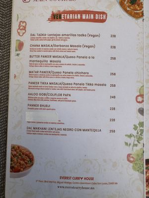 Menu  at Everest Curry House in Cabo San Lucas