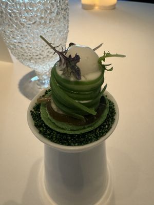 Runner bean, fermented coconut, jasmine, caper  at Spectrum in Amsterdam