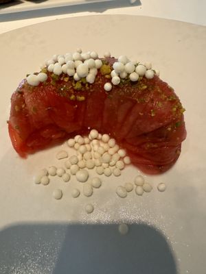 Watermelon, lemongrass, tomato, horseradish, pistachio, mint —a favorite   at Spectrum in Amsterdam